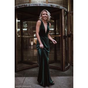 Anthropologie bhldn Jenny Yoo gown in Green Velvet